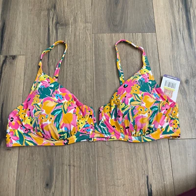 全新 Anne Cole 女式 XXL 限量版女士游泳 V 线比基尼上衣花卉 — 第 1/4 张图片