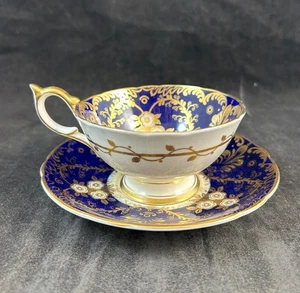Aynsley Royalty Kobaltblau Tasse und Untertasse Set - Bild 1 von 9