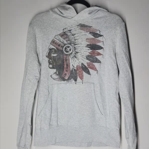 Herren Ralph Lauren Denim Supply Chief Indian Head Hoodie Grau Azteken Größe S - Bild 1 von 6