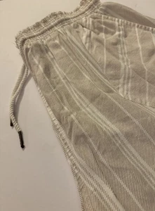 Jolie And Joy 100% Cotton Shorts High Rise Drawstring Tie Size 1X Beige White - Picture 1 of 7