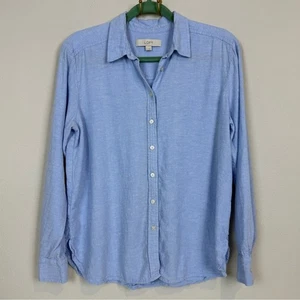 LOFT Light Blue Linen Viscose Button Up Shirt M - Picture 1 of 8