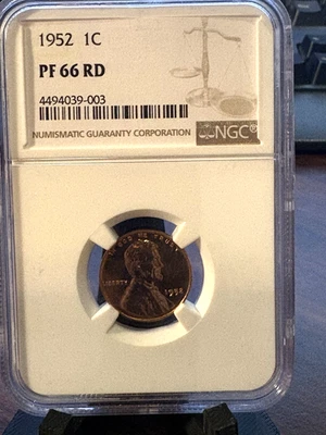 1952 Lincoln Wheat Cent / Penny 1c NGC PF 66 RD Proof Red - Image 1 of 4