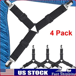 Bed Sheet Straps 4 PCS Secure & Fitted Sheet Straps for Full Size Bed Adjustable - Picture 1 of 18