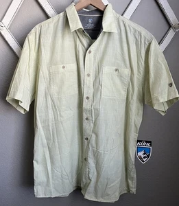 ¡NUEVO CON ETIQUETAS! Camisa Kuhl Karib XL manga corta con botones para hombre - verde cítrico - Imagen 1 de 10