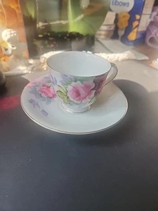Miniature DEMITASSE Hand Painted Yold Cup And Saucer - Picture 1 of 10