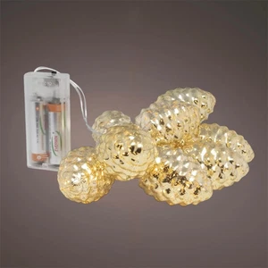 Svenska Living - LED Lichterkette Tannenzapfen gold 10LED Batteriebetrieb Herbst - Bild 1 von 3