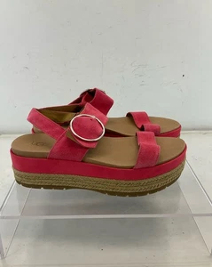 UGG April Pink Suede Espadrille Platform Sandals 9.5 - Picture 1 of 8