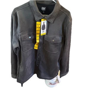Frye Men's Faux Suede Shirt Jacket Size MEDIUM Charcoal VERY NICE. New With Tag - Picture 1 of 4