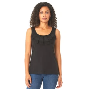 Ann Taylor Loft schwarz ärmellos Tank Rüschen Plissee Detail S Resortwear 90-33 - Bild 1 von 8