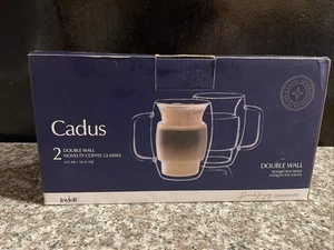 JOYJOLT Cadus Double Wall Novelty Coffee Glasses Insulated Mugs Set 2 Drinkware - Picture 1 of 11