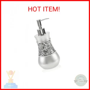 Crackled Glass Silver Hand Soap Dispenser for Bathroom, Decorative Countertop Lo - Picture 1 of 2
