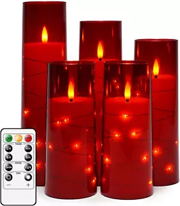Flameless LED Candles with Timer 5 Pc Flickering Flameless Candles for Romantic  - Picture 1 of 12