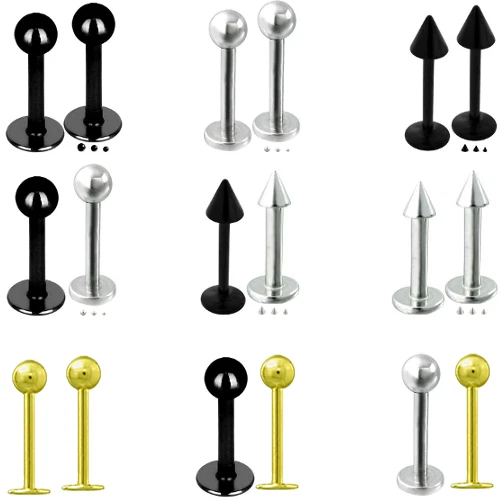 2 STÜCK 2 PIECES Labret Piercing Lippenpiercing Helix Tragus Madonna Monroe Set - Bild 1 von 1