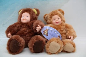 Set of 2 Anne Geddes 1997 “Baby Bears” Bean Bag Plush Doll as Teddy Bear - Picture 1 of 6
