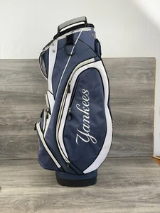 New York Yankees 11 Way Golf Cart Bag W/ Logo Towel & Rain Cover Blue White MLB - Picture 1 of 5