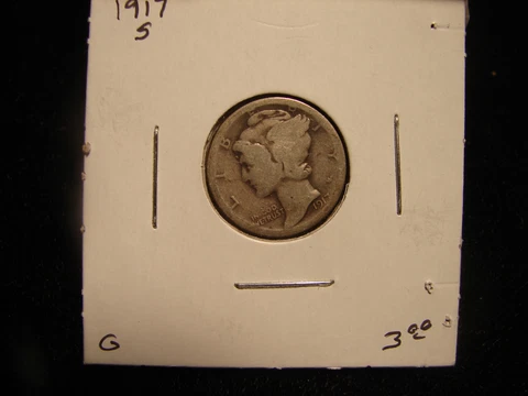 1917-S Mercury 90% Silver Dime, as pictured Cover