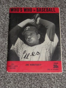 1951 Who's Who In Baseball Jim Konstanty Cover W/ Stan Musial Inside Rear Cover - Picture 1 of 3