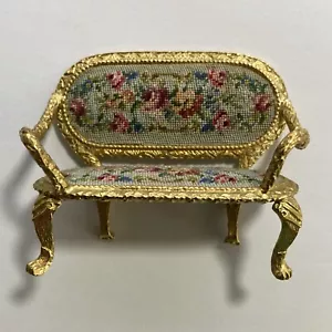 Miniature Golden Sofa, about 2-3/4" x 2" x 1-1/2" - Picture 1 of 3