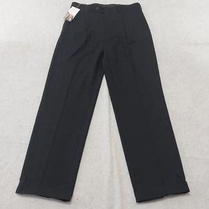 Geoffrey Beene Men's Dress Pants 32x30L Black Pleated Cuffed - Picture 1 of 11