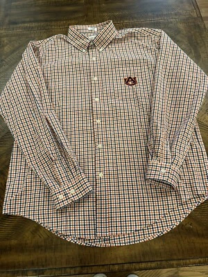 Auburn TIGERS Campus Specialties Men's XL Long Sleeve  Orange-Blue Checks - Image 1 of 4