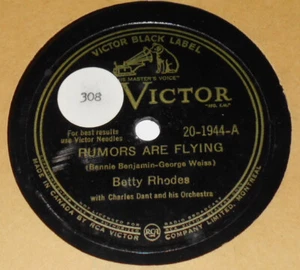 RCA Victor 20-1944 Betty Rhodes Rumors Are Flying / How Could I? 78 RPM E+ E+ - Picture 1 of 2