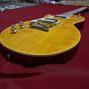 6string Electric Guitar Left Hand Yellow Tiger-striped Top Red Back High Gloss - Picture 1 of 6