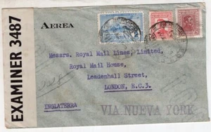URUGUAY, 1944, CUBIERTA DE CORREO AÉREO A REINO UNIDO - Imagen 1 de 2