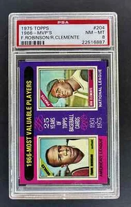 1975 Topps - Jugadores más valiosos #204 Roberto Clemente, Frank Robinson PSA 8 - Imagen 1 de 2