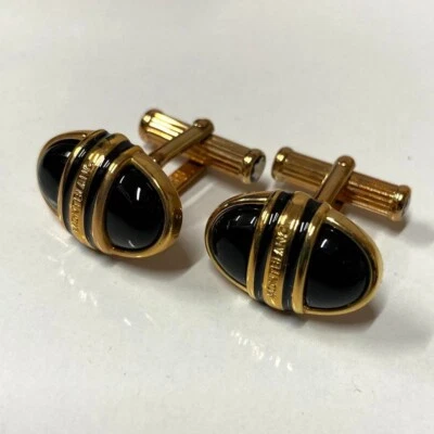 Auténticos gemelos Montblanc Ramses II dorados negros ónix de lujo para hombre con caja JP Foto 1 de 4
