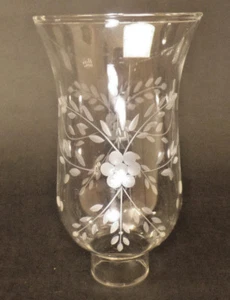 Clear Flower Glass Hurricane Lamp Shade Candle Chandelier Light, 5" x 8 1/4" - Picture 1 of 3
