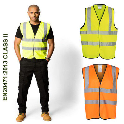 Hi Vis Vest Yellow Orange High Viz Visibility Waistcoat Safety Work EN ISO 2047 • 165£
