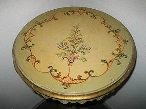 Antique Italian Venetian hand painted toile decorative pedestal base Table - Picture 1 of 4