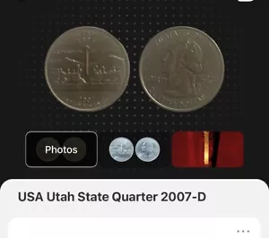 2007-D 25C Utah Struck on Elliptical Plan State Quarter Mint Errors - Picture 1 of 4