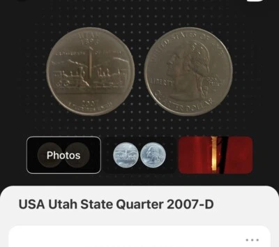 2007-D 25C Utah Struck on Elliptical Plan State Quarter Mint Errors - Image 1 of 4