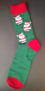 NWOT Mossimo Supply Co. Men's Socks "Merry Xmas Santa" (1 Pair) Shoe Sizes 8-12 - Picture 1 of 3