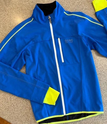 GORE BIKE WEAR Blue Windstopper Soft Shell Full Zip Pockets Thumb Holes Sz M - Image 1 of 4