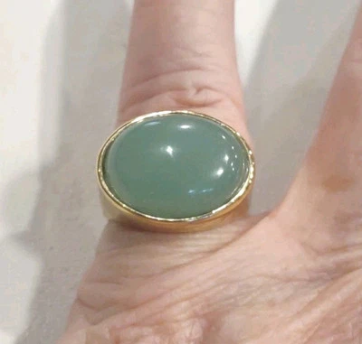 Modern J. Кольцо с зеленым стеклянным камнем Crew, размер 7,25, W45 - Изображение 1 из 4