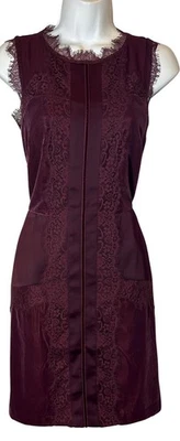 NUEVO Vestido de Cóctel Casa Blanca Mercado Negro 6 Vino Terciopelo Encaje Sin Mangas Nuevo con Etiquetas Foto 1 de 4