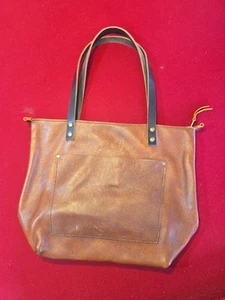 Portland Leather Goods Medium Zip Tote Pebbled Brown Gorgeous High Quality Bag - Picture 1 of 17