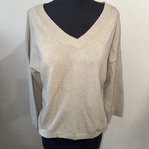 Madewell Damen Creme Doppel V Pullover Pulli Strickkonstruktion 3/4 Ärmel M - Bild 1 von 9