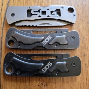 SOG MICRON II SMALL KEYCHAIN KNIFE LOCKBACK & TWO CENTI II KNIVES - Picture 1 of 5