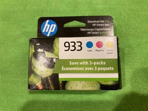 12/2025 Genuine HP N9H56FN 933 Cyan, Magenta and Yellow Ink Cartridges 3 Pack - Picture 1 of 5
