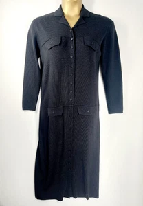 Planet Longline Strickjacke Pullover Kleid Gr. M schwarz 30% Merinowolle Langarm - Bild 1 von 15