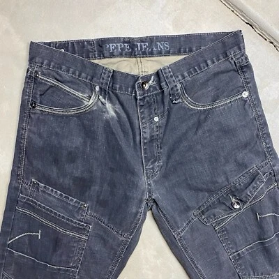 Y2K Pepe Jeans Cyber Mall Goth Cargo Pockets 36x33 Moto Skater Vintage - Image 1 of 4