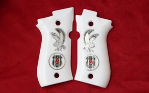 KSD Brand Beretta 81F, 81 FS, 84 F, 84 FS, 84 Cheetah White Acrylic Custom Grip - Picture 1 of 2