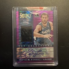 2013-14 Panini Select Top Selections Jersey Purple Prizm /30 Kevin Love #6 Auto