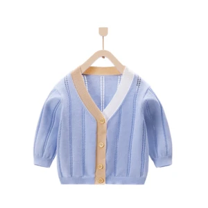 Maglione Primavera ed Estate Ragazzo Sottile Protezione Solare Cappotto Cardigan Cotone Bambino - Foto 1 di 12