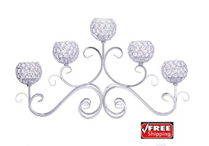 Candelabra Crystal Globe Centerpiece, 5 Arm, 37cm,Silver - Picture 1 of 8