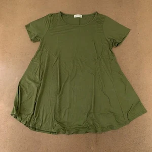 LARACE Women's Size XL Army Green Short Sleeve Round Neck Flare Tunic Top New - Picture 1 of 8