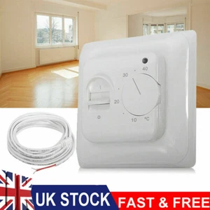 Electric UnderFloor Heating Thermostat Control Switch+ Floor Sensor White 16A UK - Picture 1 of 11